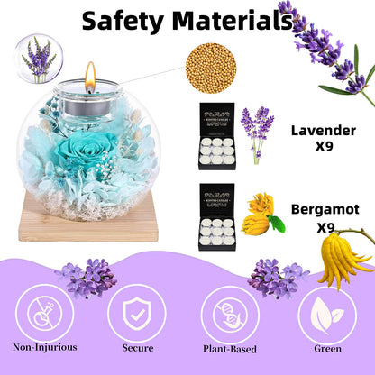 Gifts for Women Birthday Unique-Long-Lasting Real Flowers in Glass Dome Scented,Mother's Day Valentine Christmas Thanksgiving Birthday Gift for Women Mom Girlfriend Wife Home Decor (Nilan)