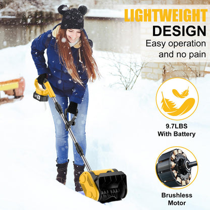 Cordless Electric Snow Shovel, Brushless 12-Inch Width 6-Inch Depth Snow Blower, Lightweight Snow Thrower Machine, Efficient Snow Removal with Battery and Charger, 2 Batteries