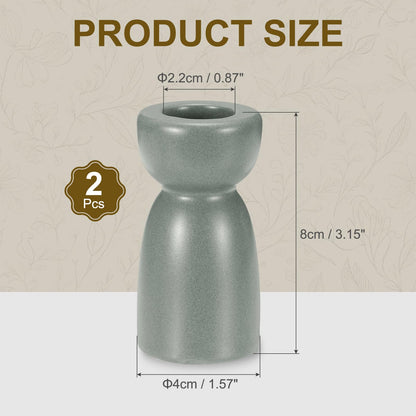 uxcell 2 Pack Candlestick Holder Gray Ceramic Taper Candle Holder Candle Stand Holders Modern Style Decoration for Centerpiece Tabletops Anniversary
