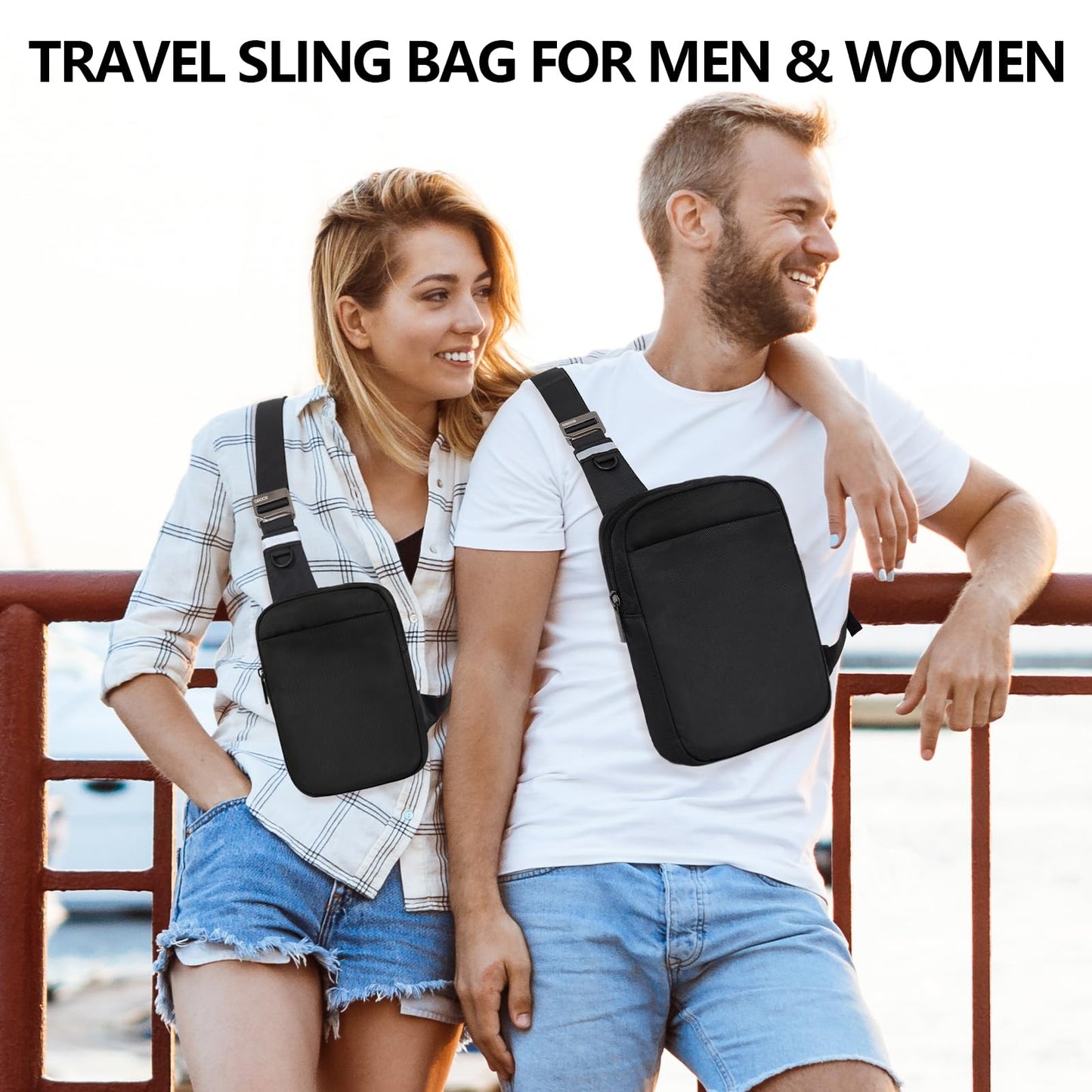 OSOCE Small Sling Bag for Men and Women with RFID Pocket, Anti Theft Crossbody Chest Bag Casual Travel Bag for Hiking,Black,Small