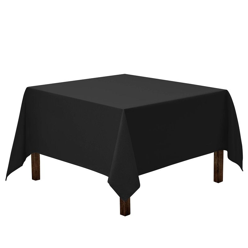 Gee Di Moda Square Tablecloth - 70 x 70 Inch Black Table Cloth for Medium Square or Round Tables - Heavy Duty Washable Fabric - for Buffet Table, Holiday Party, Dinner, Wedding & Baby Shower