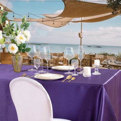 Horbaunal Purple Satin Tablecloth 60 x 102 Inches Rectangle Satin Table Cover Bright Silk Table Cloth Smooth Table Decoration for Wedding Party Banquet