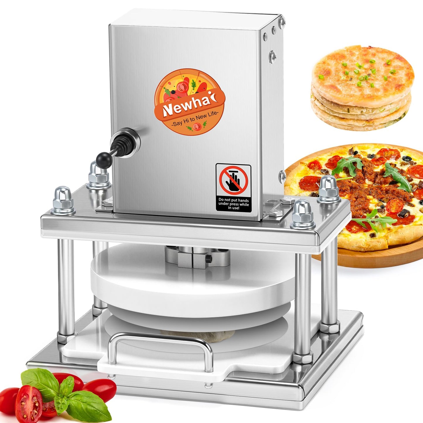 Newhai Commercial Pizza Dough Press Machine 8.6” Electric Dough Roller Sheeter Pastry Pizza Bread Press Forming Processor with 400 Pcs Parchment Papers for Bakery Home Restaurant Use