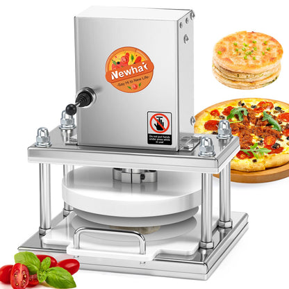 Newhai Commercial Pizza Dough Press Machine 8.6” Electric Dough Roller Sheeter Pastry Pizza Bread Press Forming Processor with 400 Pcs Parchment Papers for Bakery Home Restaurant Use