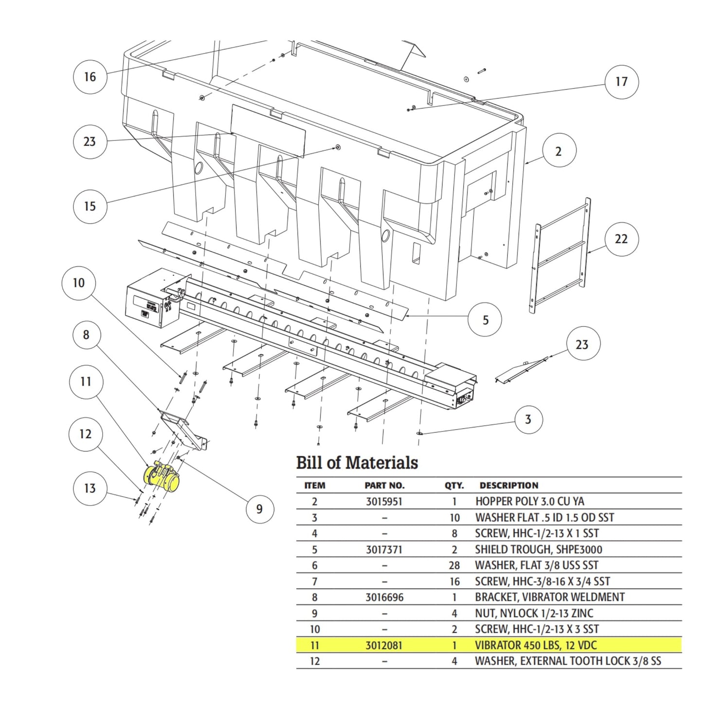 AMBITIONMOTOR Hopper Spreader Vibrator for Salt Sand 450LBS 12VDC Replaces 3012081 3013659 for SHPE 3000 4000 6000