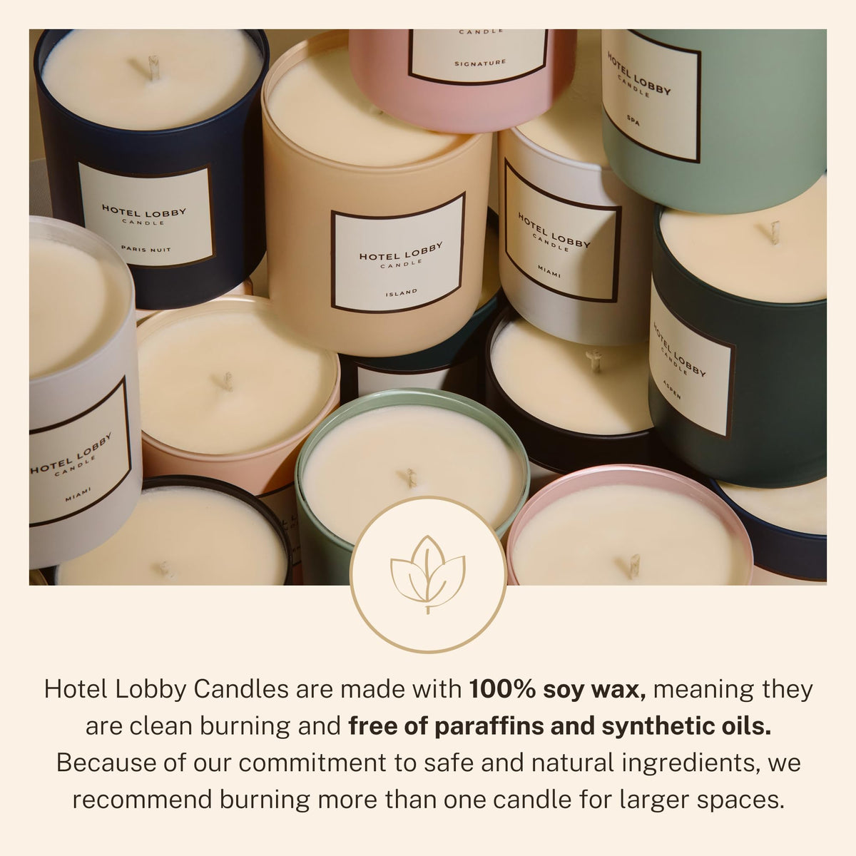 Hotel Lobby Paris Nuit Candle – Luxury Hand-Poured 9.75oz 100% Soy Wax with Black Musk, Wood, Rum, Mahogany, and Tobacco – Paraffin-Free, Infused with Essential Oils, 65-Hour Clean Non-Toxic Burn