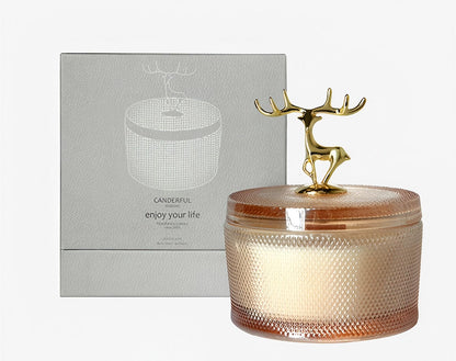 Pandachilla Aroma Candle Osmanthus Cute Deer Antlers Glass Container Aromatherapy Candle 12.35 Ounces Burn time 50h (Osmanthus)