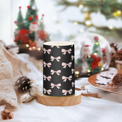 ALAZA Beautiful Pink Bows Black Flickering Flameless Candles Battery Operated with Remote Timer,Tea Light Candles LED Pillar Votive Candles Set of 2 for Outdoor Indoor Decorations262