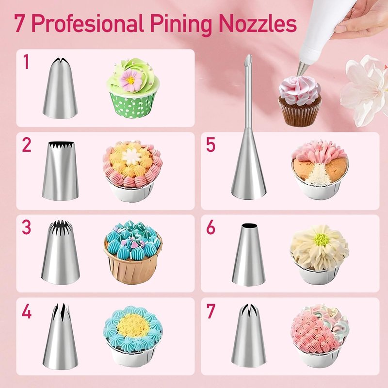 14pcs Reusable Piping Bags and Tips Set,16inch Cotton Baking Kit with Coupler,for Cake Decorating, Cupcakes, Cookies, Home Bakers, Chefs