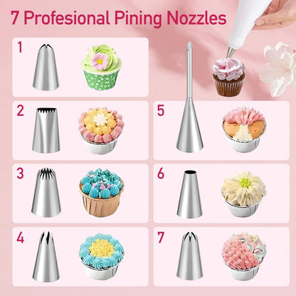 14pcs Reusable Piping Bags and Tips Set,16inch Cotton Baking Kit with Coupler,for Cake Decorating, Cupcakes, Cookies, Home Bakers, Chefs