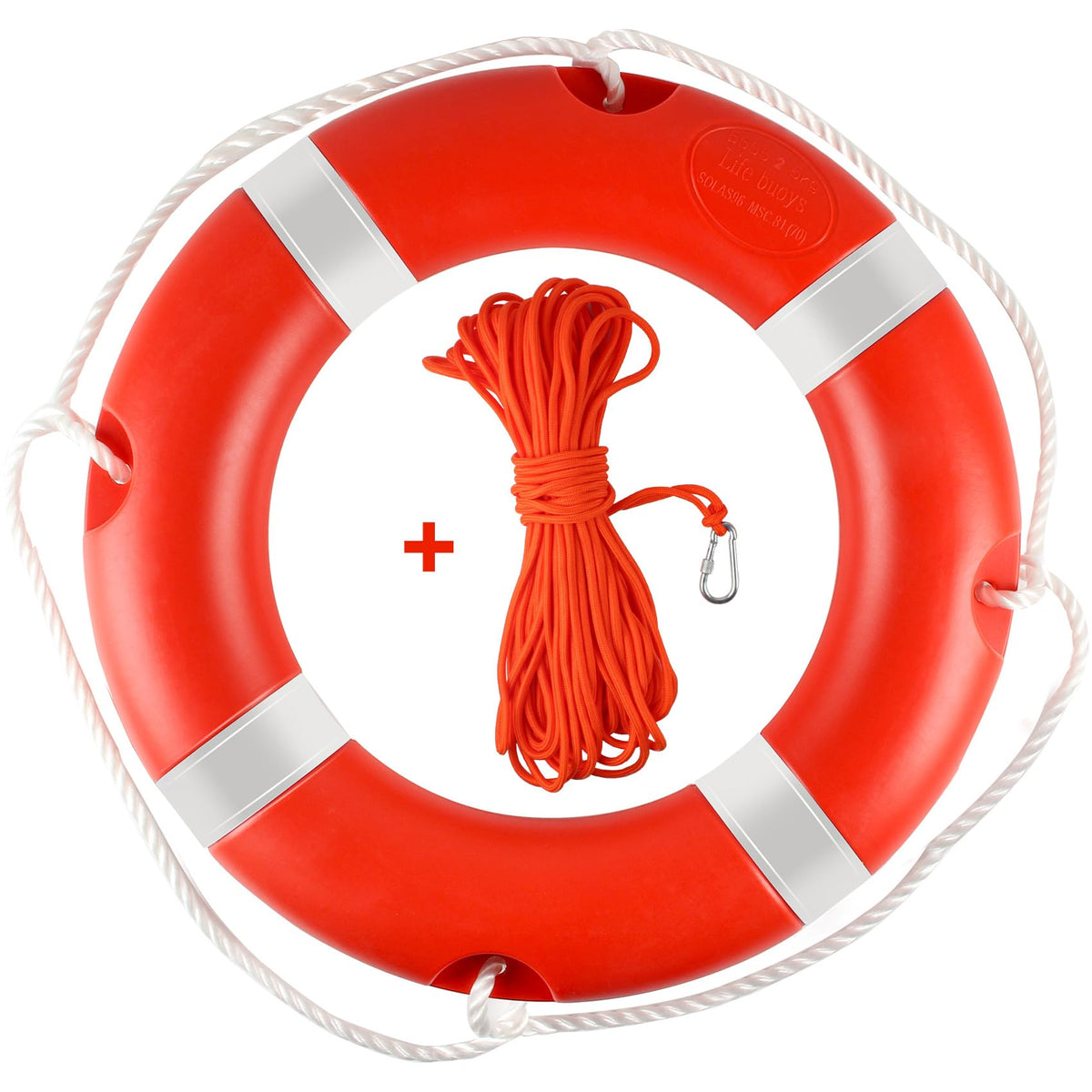 Life Ring 28" Life Preserver Ring Boat Safety Throw Rings with Water Floating Lifesaving Rope Life Rings Buoy with Reflective Tape for Rescue Lifesaving Orange