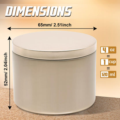 YJHSS 24-Pack 4oz Candle Tins with Lids, Metal Candle Jars for Candle Making, Empty Containers Vessels Bulk for Small Business & Beginners DIY Storage -Champagne Gold