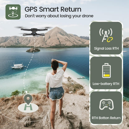 Holy Stone HS175D GPS Drone with 4K Camera for Adults, Under 249g, Foldable RC Quadcopter with Auto Return, 46 Mins Long Flight, Follow Me, Brushless Motor, Circle Fly, Waypoint Fly, Altitude Hold