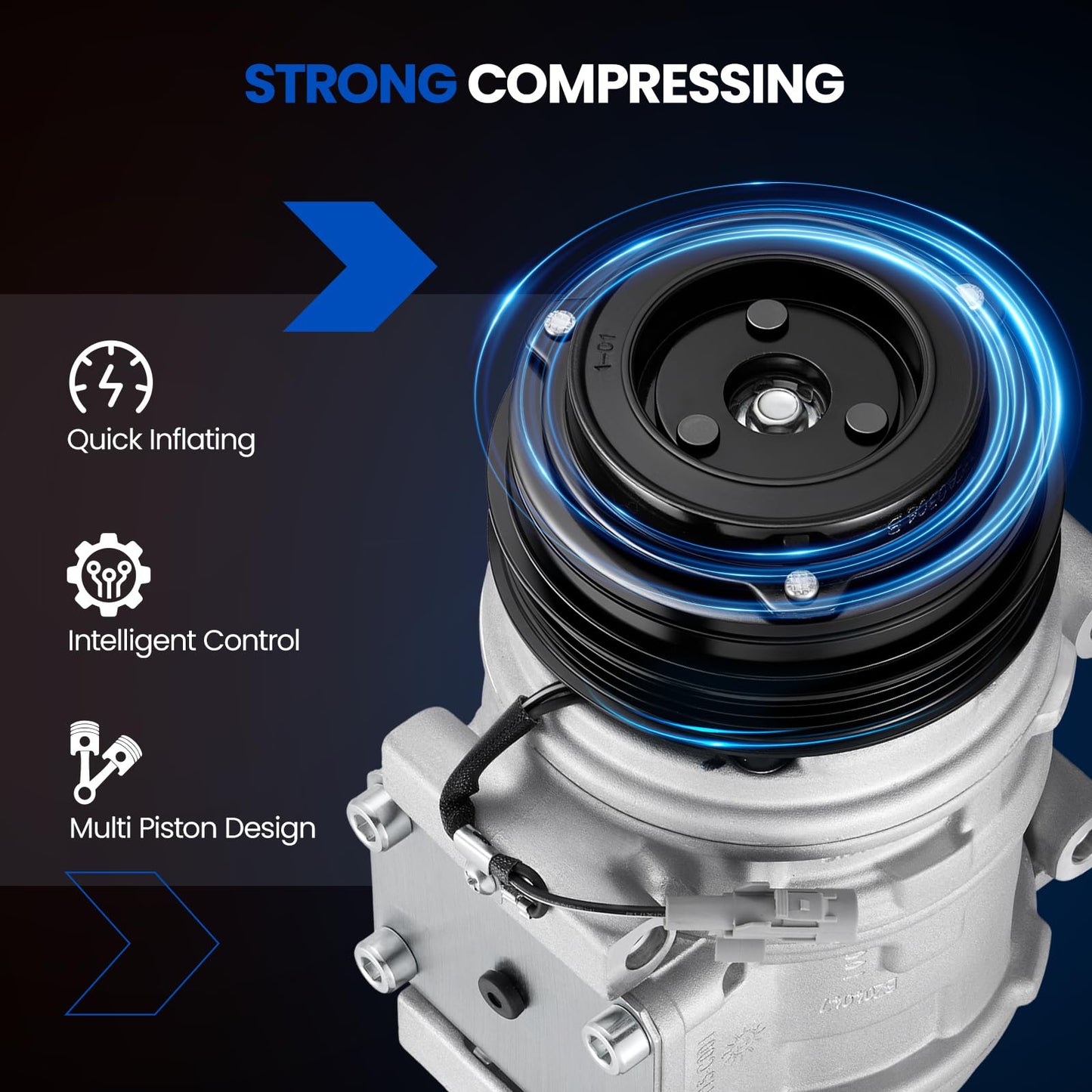 SYKRSS 78335 Air Conditioning A/C Compressor with Clutch Compatible with Toyota Tacoma 1995-2004 2.4L 2.7L L4 GAS, Compatible with Toyota T100 1994-1998 2.7L L4 GAS