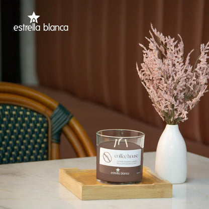 Estrella Blanca Coffee House Scented Candle 14.5oz – Soy Wax Candle with Wooden Lid, Long Lasting, Home Decor Candle for Bedroom, Kitchen – Gift for Coffee Lovers, Men, Women, Housewarming