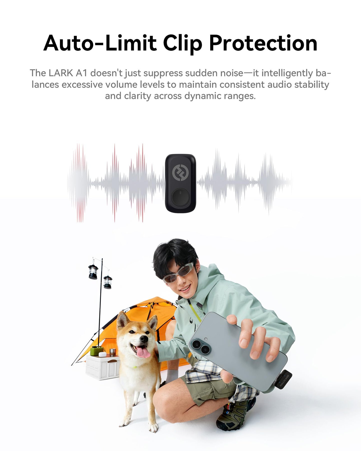 Hollyland Lark A1 Wireless Microphone for iPhone 15/16 & Android, 48kHz/24-bit, 3-Level Intelligent Noise Cancel, Magnetic Mini Microphone for YouTube, Podcast, Vlogging (Black, 2TX + USB-C RX)