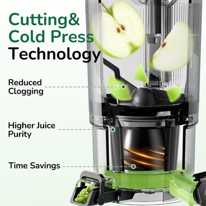 Canoly C16 Cold Press Juicer, 6" Extra Wide Feed Chute, 3-IN-1 Strainers (Juice & Sorbet & Nut Milk), Powerful AC Brushless Motor, Self Precut System, Juicer Machines with BPA-Free (Space Gray)