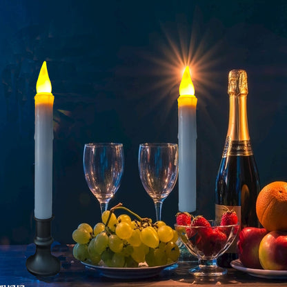 LINCOUNTRY. Battery Operated Window Candles Dusk to Dawn, Christmas Window Battery Operated Taper Candles with Timer, LED Candlesticks with Holder for Halloween Home Décor