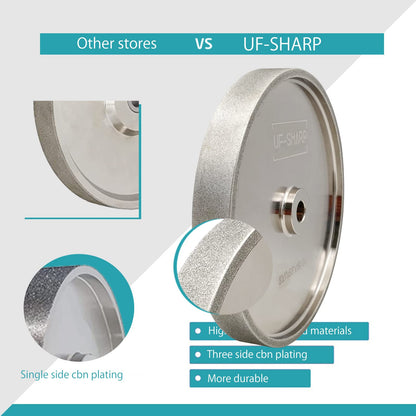 UF-SHARP CBN Grinding Wheel 8 inch 180 Grit, 1" Wide, 5/8" Arbor, Suitable for All Kinds of 8-inch Bench Grinders (180 Grit)
