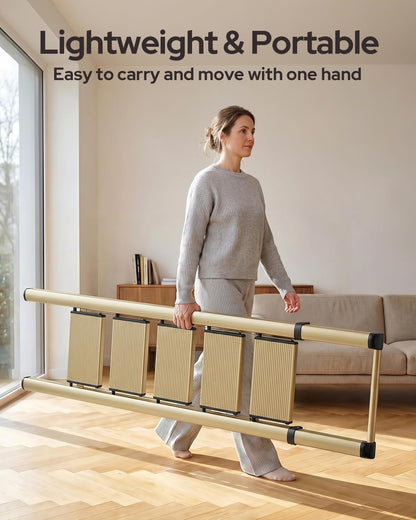GameGem 5 Step Ladder for 10 Feet High Ceiling, Lightweight Aluminum Folding Step Stool with Convenient Handgrip, Stepladders with Anti-Slip and Wide Pedal for Home Use Space Saving - Gold
