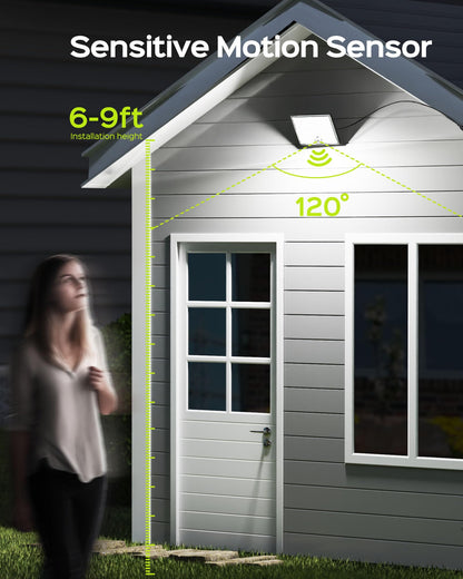 JACKYLED Solar Lights Outdoor Waterproof, Motion Sensor Flood Light 113 LED Bright Cool White Dusk to Dawn Solar Powered Outdoor Lights for Backyard Porch Garden Patio Garage (3 Pack)