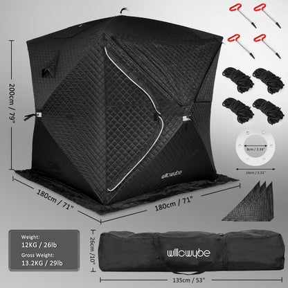 WILLOWYBE Portale Outdoor Sauna Set with Sauna Tent, Sauna Wood Stove for Dry Sauna, Cooking for Family and Friends
