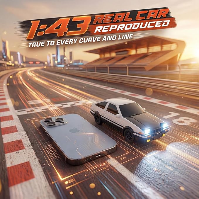 [2026 New Upgrade 1/43 Scale Mini RC Drift Car with Gyroscope Toys for Age 8-14 Old Birthday Gifts Micro Small with Full Proportional RTR 2.4GHz Remote 2 Tire Sets 8 Cones - White