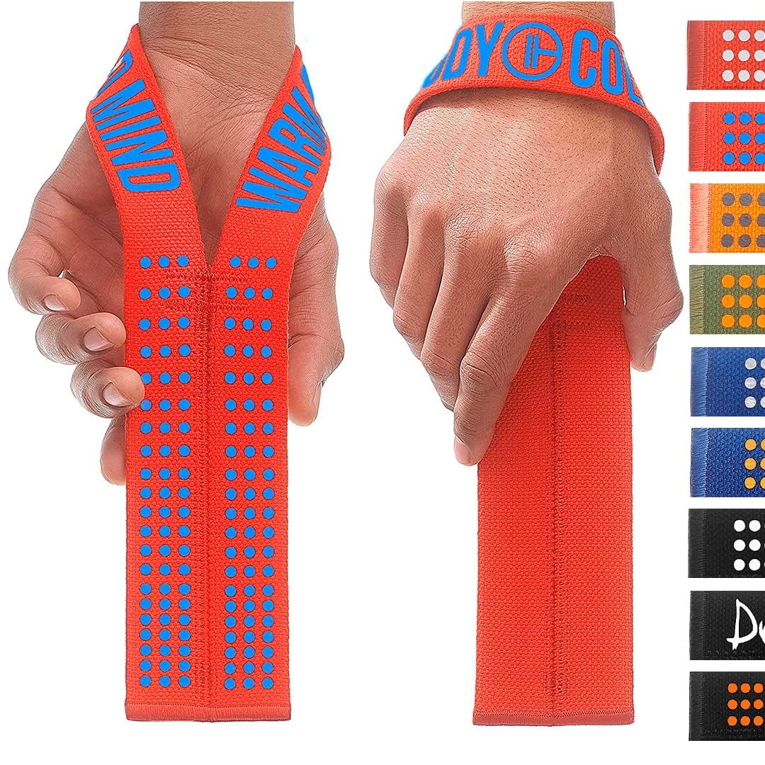 WARM BODY COLD MIND V1 Lifting Wrist Straps for Olympic Weightlifting - Rated at 660 lb - Hand Wraps for Powerlifting, Weight Lifting, Bodybuilding Functional/Cross Training, Deadlift Gym Bar, Cotton