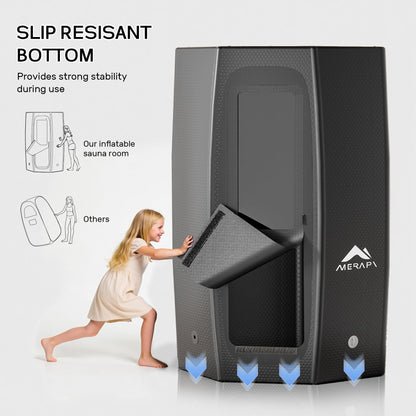 Merapi Premium Portable Inflatable Sauna - Professional Brushed PVC (44.97lbs), Sets Up in 3 Mins, More Portable Than Wood Saunas/More Durable Than Oxford Fabric, for Home SPA/Gym/Travel