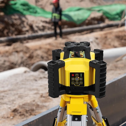 Firecore Rotary Laser Level Kit, 360 Degree Self-Leveling Horizontal Rotary Laser for Construction, Outdoor Laser Level with Receiver, Rechargeable Battery, Rod Clamp & Remote Control Included-FRL300R