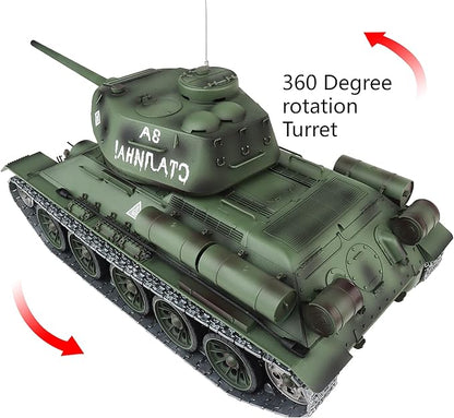 Heng Long Modified Edition 1/16 2.4ghz Remote Control Soviet Union T34 Tank Model(360-Degree Rotating Turret)(Steel Gear Gearbox)(3800mah Nimh Battery)(Metal Tracks &ampSprocket Wheel &amp Idle Whee
