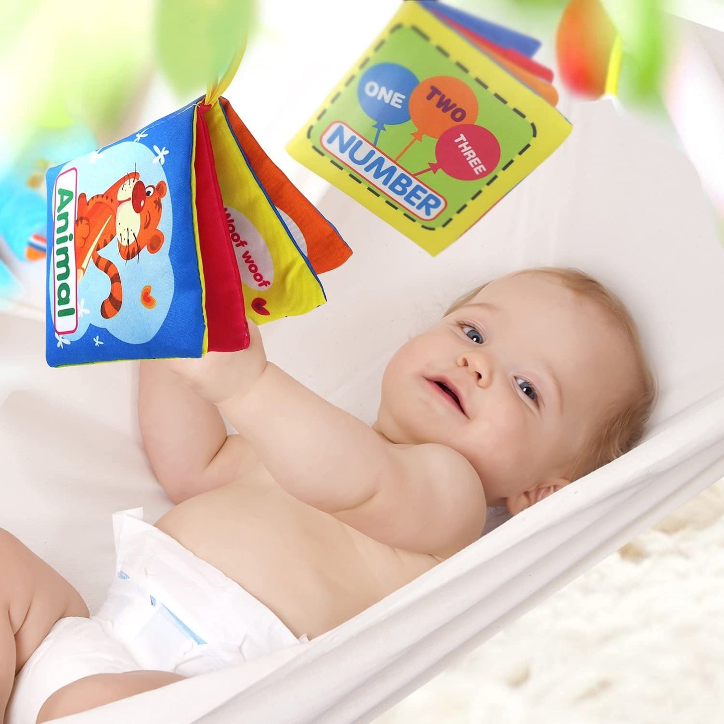 Coolplay Baby's First Non-Toxic Soft Cloth Book Set, Crinkle Books Friction with Rustling Sound - Pack of 8