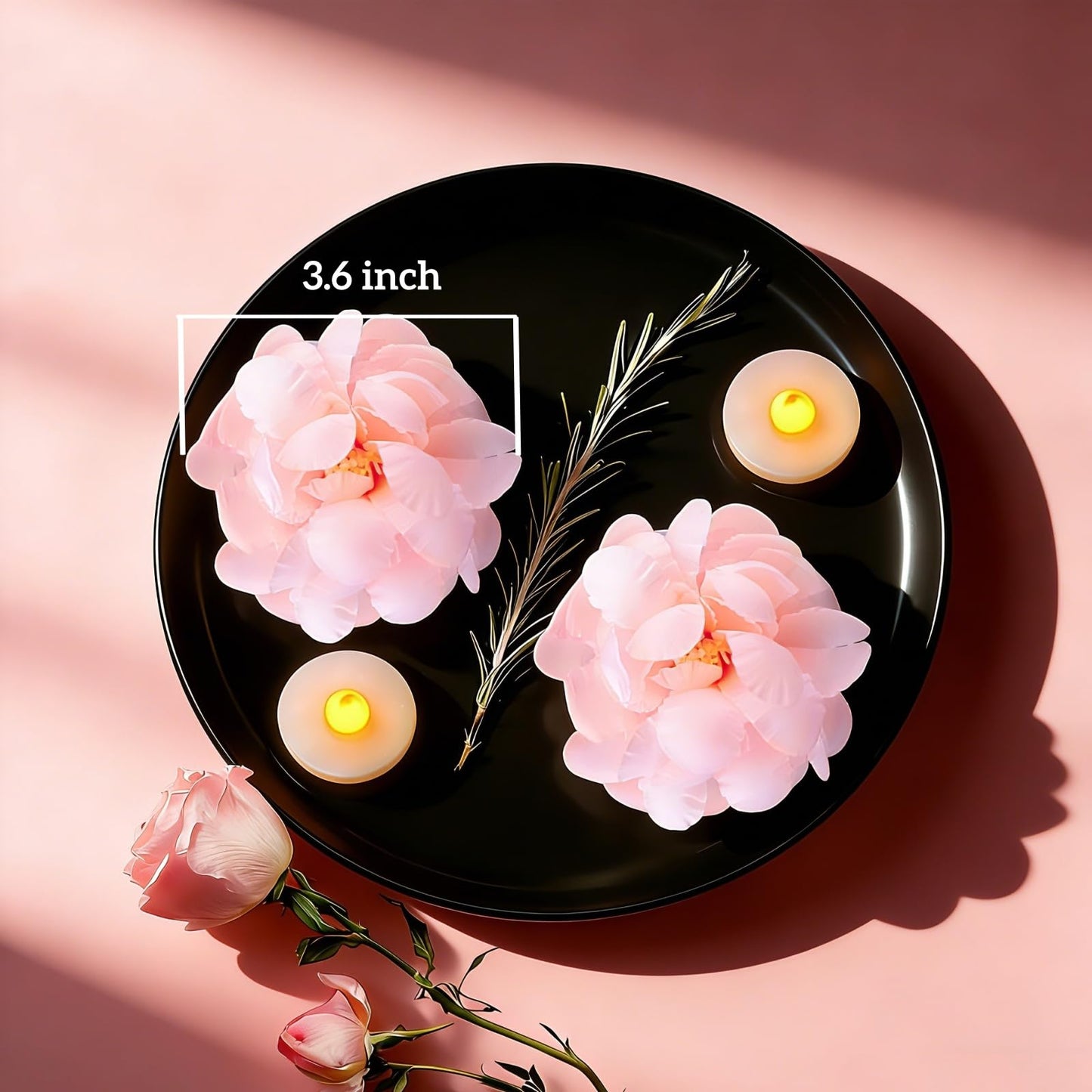 Qazcnd 24 Pack Flameless Floating Candles and Floating Artificial Flower Led Battery Operated Waterproof Tea Lights for Vases Centerpieces at Wedding, Party, Pool Decor Pink