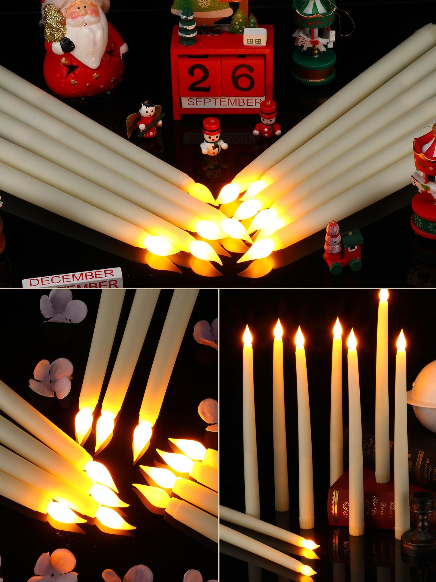 Treela 72 Pcs Flameless LED Taper Candles Battery Operated Candles Bulk 11 Inch Flickering Fake Candlesticks with Warm Light for Valentines Day Church Wedding Party Battery Not Included(Classic,Ivory)