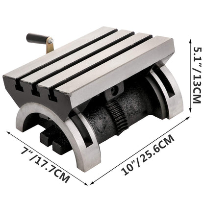 BestEquip Tilting Milling Table 10x7inch Tilting Angle Milling Machine 0-80°Adjustable Swivel Angle Plate with 3 T-slots and an Adjustable Crank Handle Heavy Duty Tilting Milling Machine for Grinding