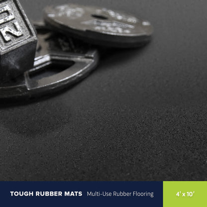 Flooring Inc 1/4" Tough Rubber Flooring Roll | Flexible Recycled Rubber Mats for Home Gym, Sheds, Horse Stall or Trailer | Heavy Duty Rubber Mat - 4'x10' - Tan