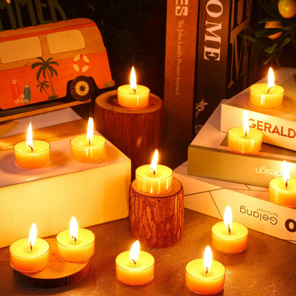 100 Pack Beeswax Votive Candles 2-4 Hour Burn Time Pure Beeswax Tealight Candles Bulk Smokeless Bees Wax Votive Candle Unscented Bees Wax Candle for Home Room Table Centerpiece Wedding Party Spa Gift