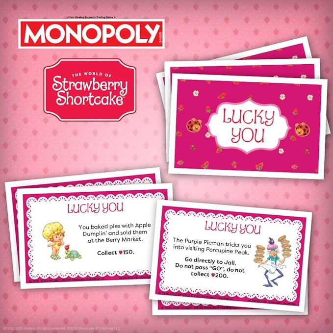 Monopoly: Strawberry Shortcake Board Game Buy Sell &amp Trade Locations Like Big Apple City Citrus Acres &amp More Includes 6 Collectible Tokens Like Blueberry Muffin's Basket &amp More Offici