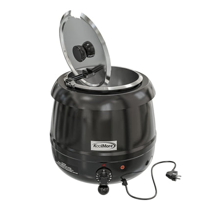 KoolMore Commercial Soup Kettle Warmer with Hinged Lid and Removable Pot Insert for Buffet, Restaurant, Party, Event, and Catering, Large 2.5 Gallon, Electric [Black] (SK-BK-3G)