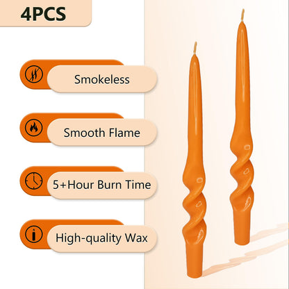 Orange Candlesticks Spiral Taper Candles Twisted Candles Unscented Candle Stick Smokeless Candle for Halloween Christmas Home Decor Relaxation All Occasions
