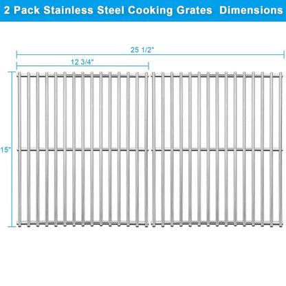 15 Inch Cooking Grates Replacement Parts for Broil-Mate 165154 195554 Broil King 986557, 9869-54 9869-57 Signet Crown Huntington 6666-54 Sterling 1155-54 Solid Stainless Steel Grill Grids