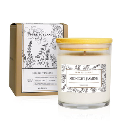 Aronica Jasmine & Magnolia Scented Soy Candles - White Floral Candle Gift for Women, Spring & More