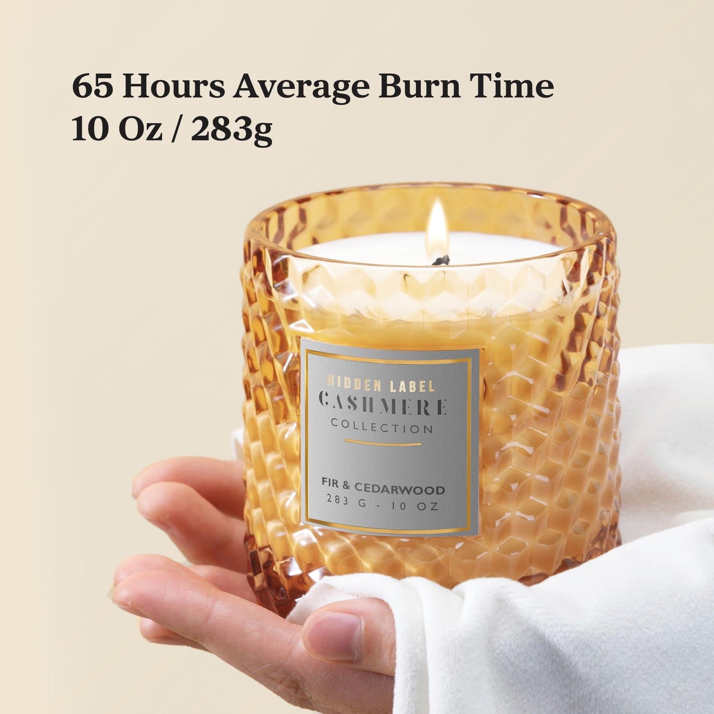 Hidden Label Amber & Vanilla Fall Candles, Natural Candle Non Toxic,100% Cotton Lead-Free Wick,Candles for Home Scented,10 oz 65 Hours Burn time,Candle Gifts for Women & Men.