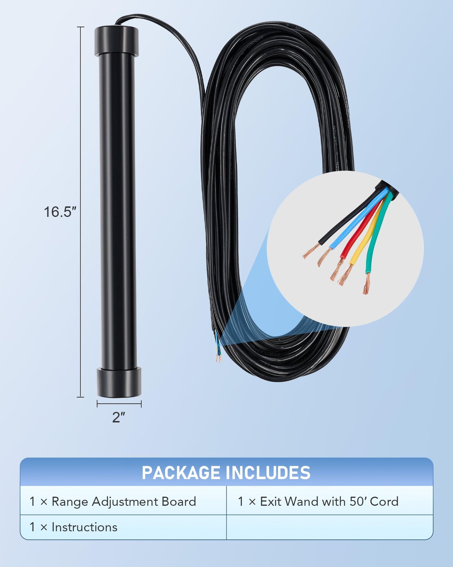 CO-Z Vehicle Exit Sensor Kit, Wired Driveway Gate Exit Wand for Automatic Gate Opener with 50 ft Cable. Driveway Vehicle Sensor for Sliding & Swing Gate, Smart Car Detector for Truck Motorcycle ATV