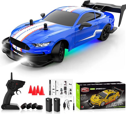 RC Drift Car 1/20 Scale 2.4GHz 4WD Remote Control Car with Led Lights 22KM/H High Speed Rechargeable Batteries Racing Sport Cars RC Cars for Kids Boys Girls Adults Gifts Birthday Christmas