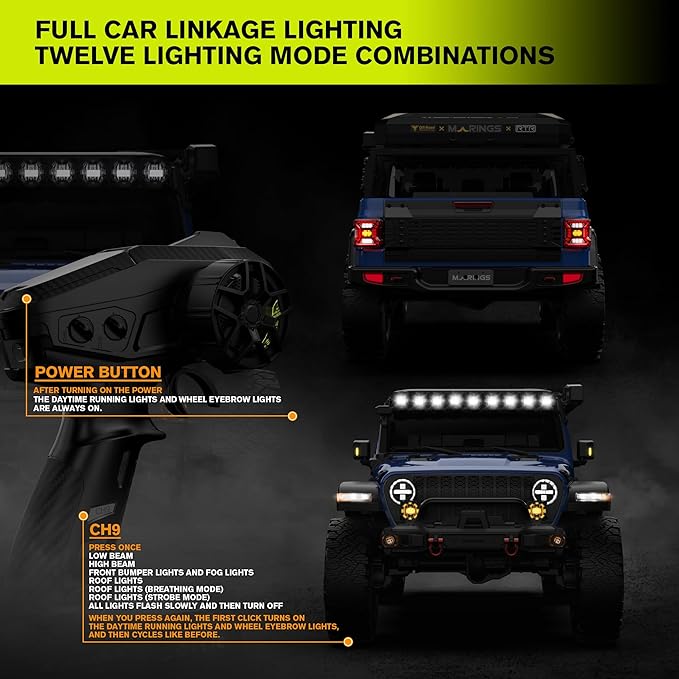 RIAARIO 1/7 Brushless RC Crawler Cars Monster Truck 4WD Waterproof Blue Ages 8+(Not Include Battery)