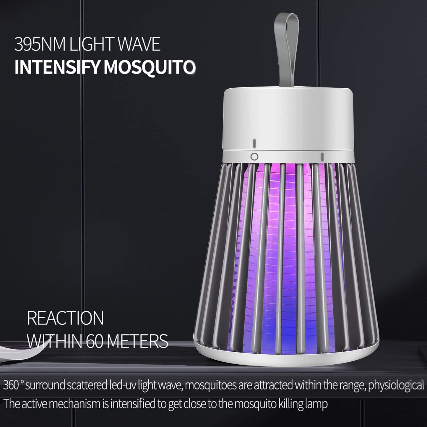 Bug Zapper Outdoor,Electric Mosquito Zapper Portable Camp Mosquito Killer,Rechargeable Indoor Fly Zapper,Electric Fly Zapper,Fly Traps,Flying Insects Zapper Indoor Outdoor (White)