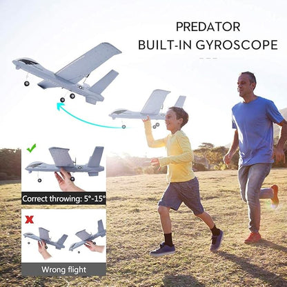RC Plane Remote Control Airplane - 2.4Ghz 2 Channels DIY RC Predator Aircraft with 3-Axis Gyro for Beginner RC Plane with 2 Batteries Wingspan 660mm