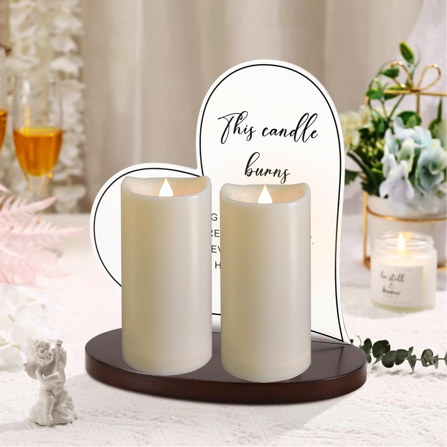 2 Pack Outdoor Battery Operated Candles with Timer (3x7 Inches) Waterproof Flameless Pillar Candles Flickering Plastic LED Fake Candles Electric Lights for Halloween Christmas Decoration Lantern Decor