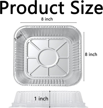 20 Pack Aluminum Foil Pans by [Brand Name] - 8-Inch Square Baking Trays with Lids for Easy Takeout